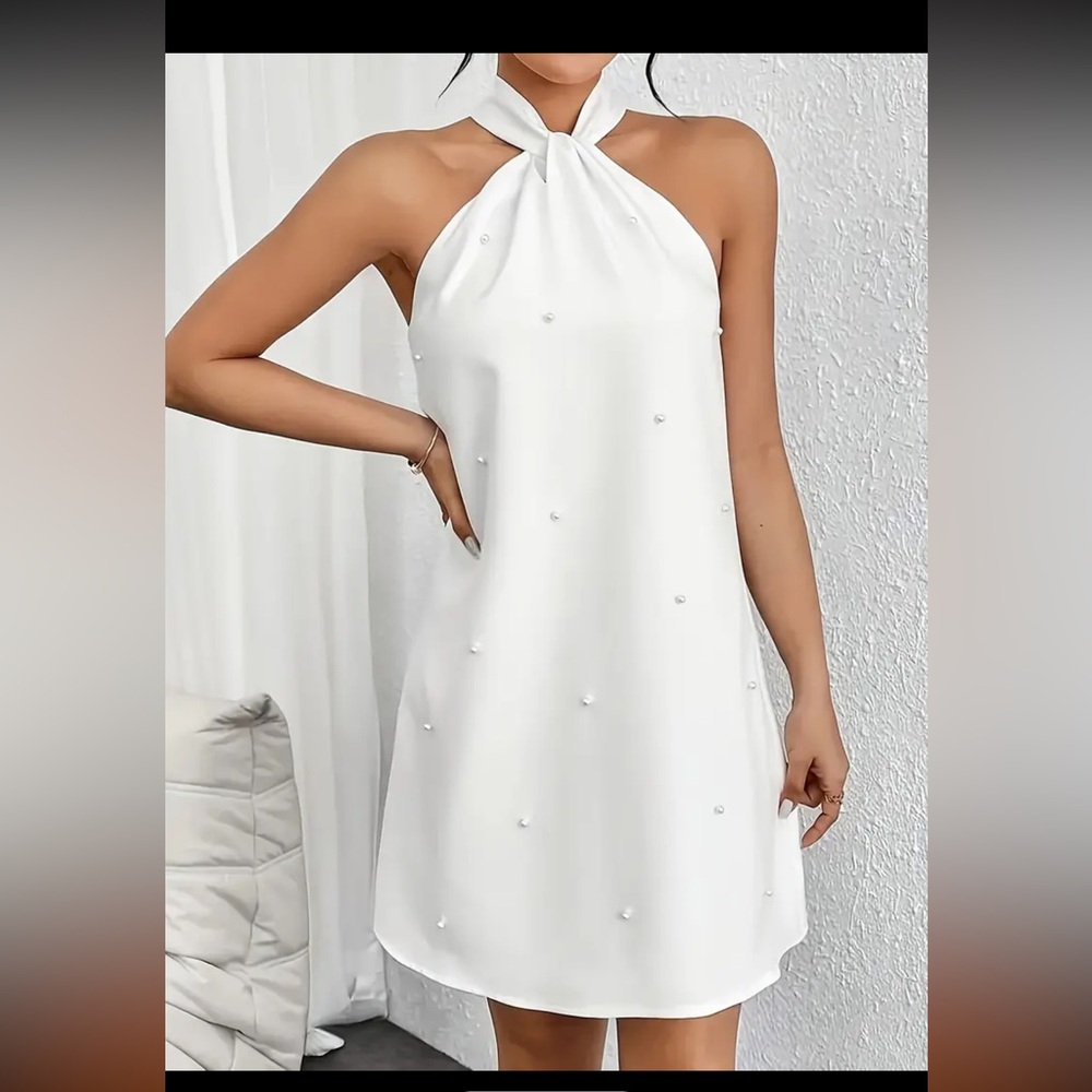 White Halter Dress